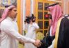 Saudi publicity photo of royal’s handshake with Khashoggi’s son backfires Salah Khashoggi with MBS